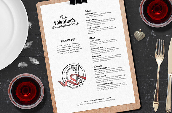 Valentines Menu Template in Flyer Templates - product preview 3