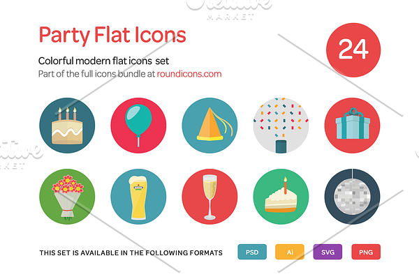 Party Flat Icons Set