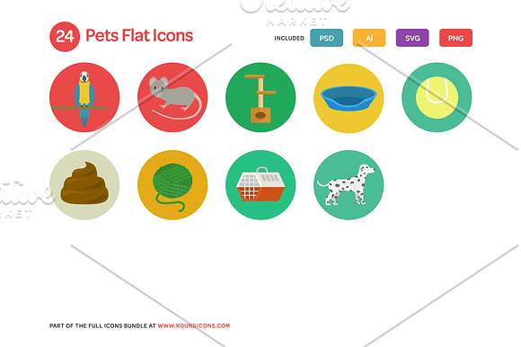 Pets Flat Icons Set in Graphics - product preview 2