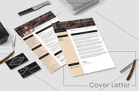 Barber CV + Business Card in Resume Templates - product preview 1