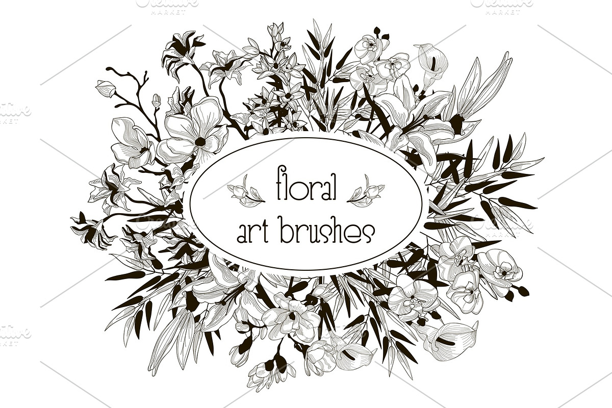 Vector Floral Flexible Art Brushes Collection in Photoshop Brushes - product preview 8