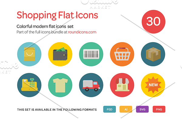 Shopping Flat Icons Set