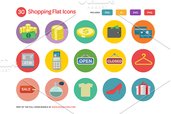 Shopping Flat Icons Set in Graphics - product preview 1