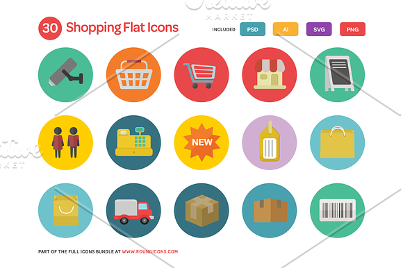Shopping Flat Icons Set in Graphics - product preview 2