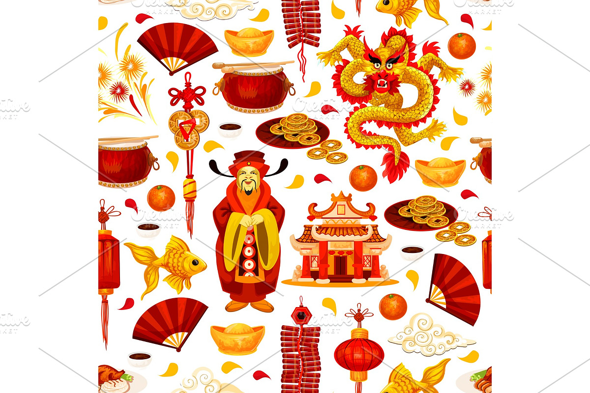 Chinese New Year seamless pattern background in Illustrations - product preview 8
