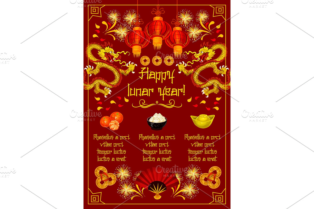 Chinese New Year vector greeting decoration banner in Illustrations - product preview 8