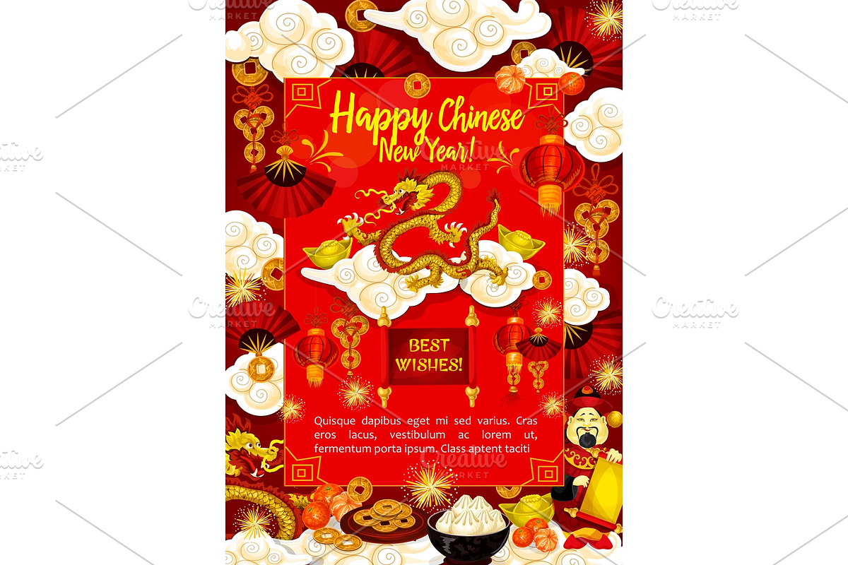 Golden dragon greeting card for Chinese New Year in Illustrations - product preview 8