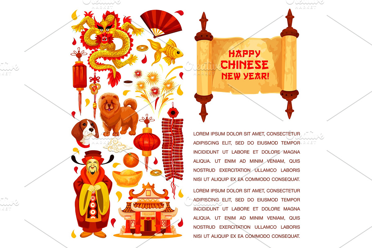Chinese New Year vector decorations greeting card in Illustrations - product preview 8