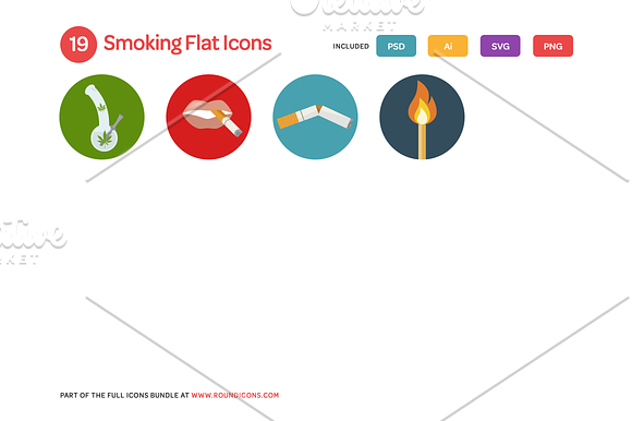 Smoking Flat Icons Set in Graphics - product preview 2