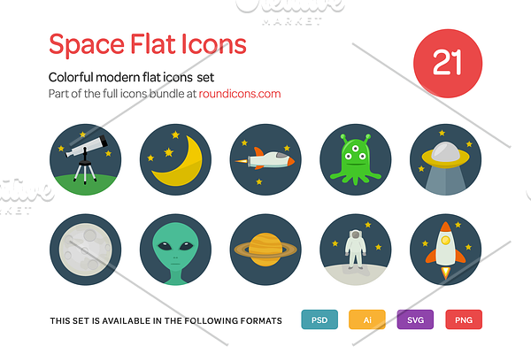 Space Flat Icons Set