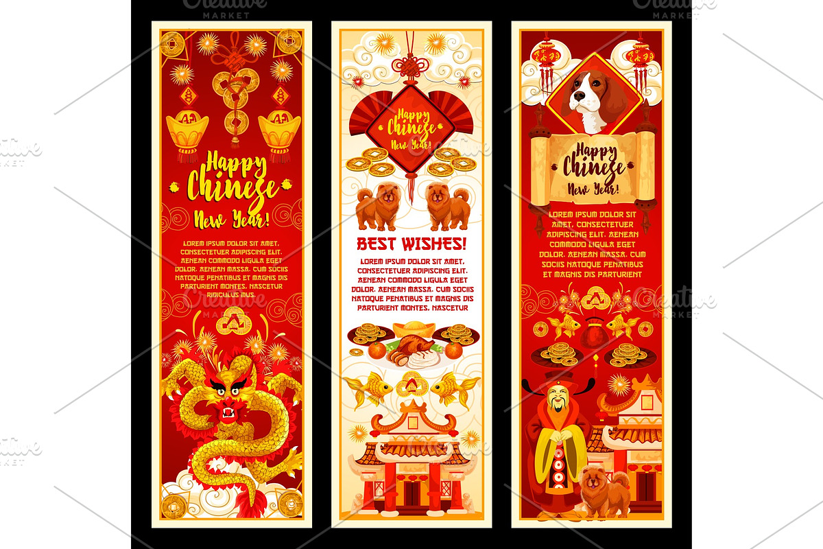Chinese New Year symbols vector greeting banners in Illustrations - product preview 8