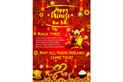 Chinese New Year golden dragon greeting card