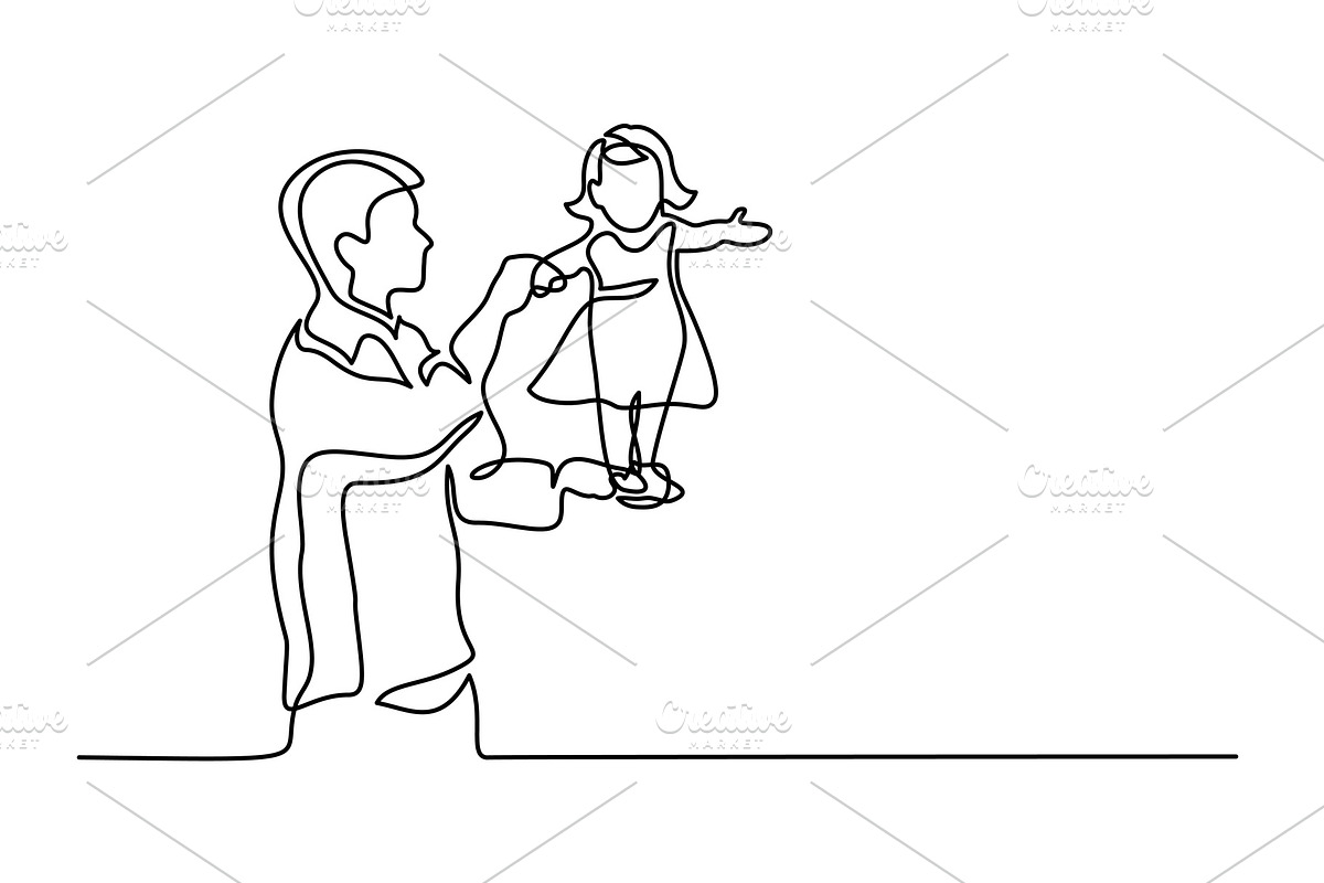 Father holding happy daughter up in Illustrations - product preview 8
