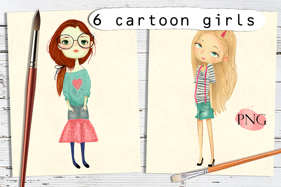 6 Carton Girls in Illustrations - product preview 8