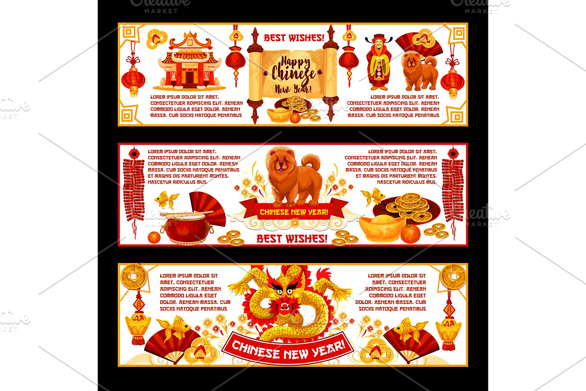 Chinese lunar New Year vector greeting banners in Illustrations - product preview 8