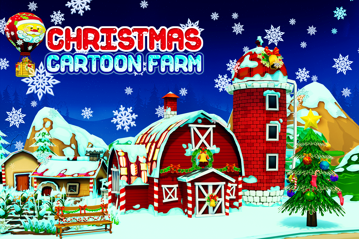 Cartoon Christmas Farm in Environment - product preview 8