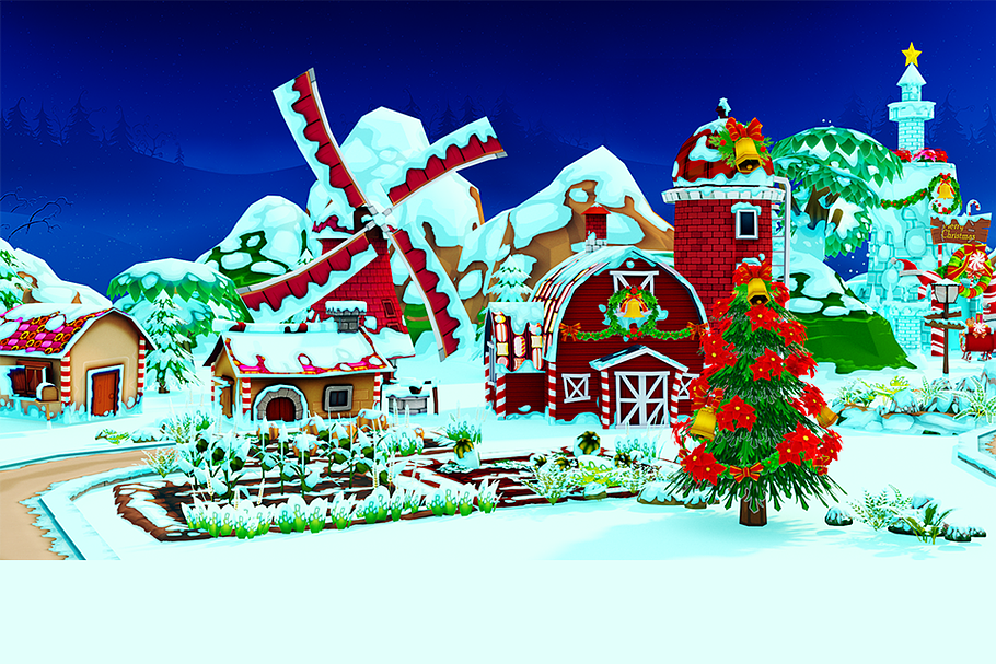 Cartoon Christmas Farm in Environment - product preview 1