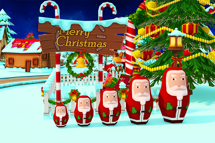 Cartoon Christmas Farm in Environment - product preview 2