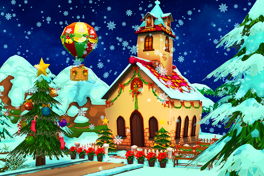 Cartoon Christmas Farm in Environment - product preview 6