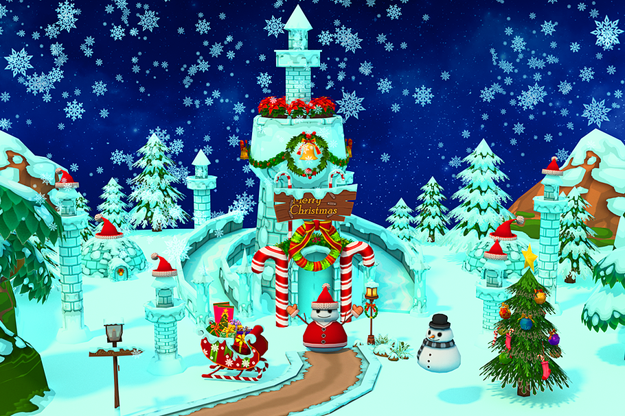 Cartoon Christmas Farm in Environment - product preview 8