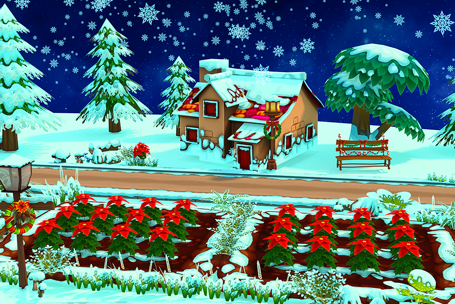 Cartoon Christmas Farm in Environment - product preview 9