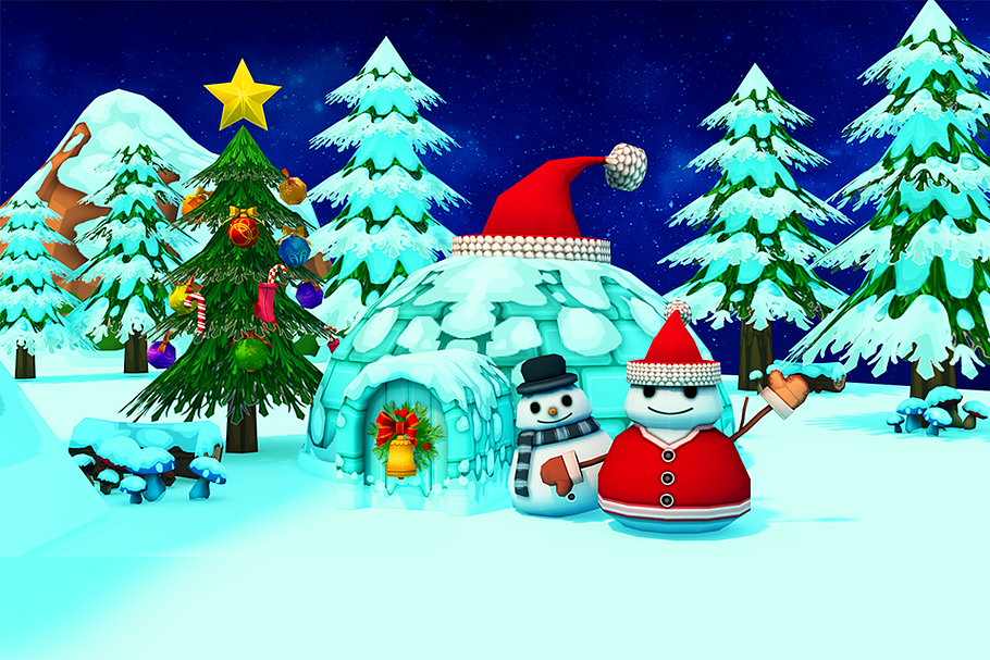 Cartoon Christmas Farm in Environment - product preview 12