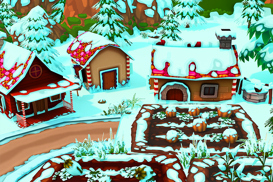 Cartoon Christmas Farm in Environment - product preview 15
