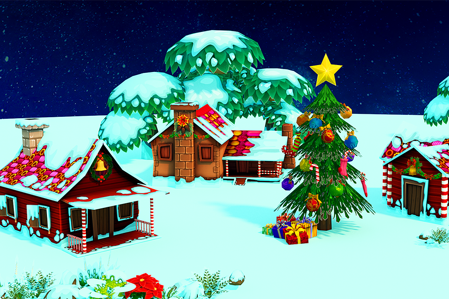Cartoon Christmas Farm in Environment - product preview 20