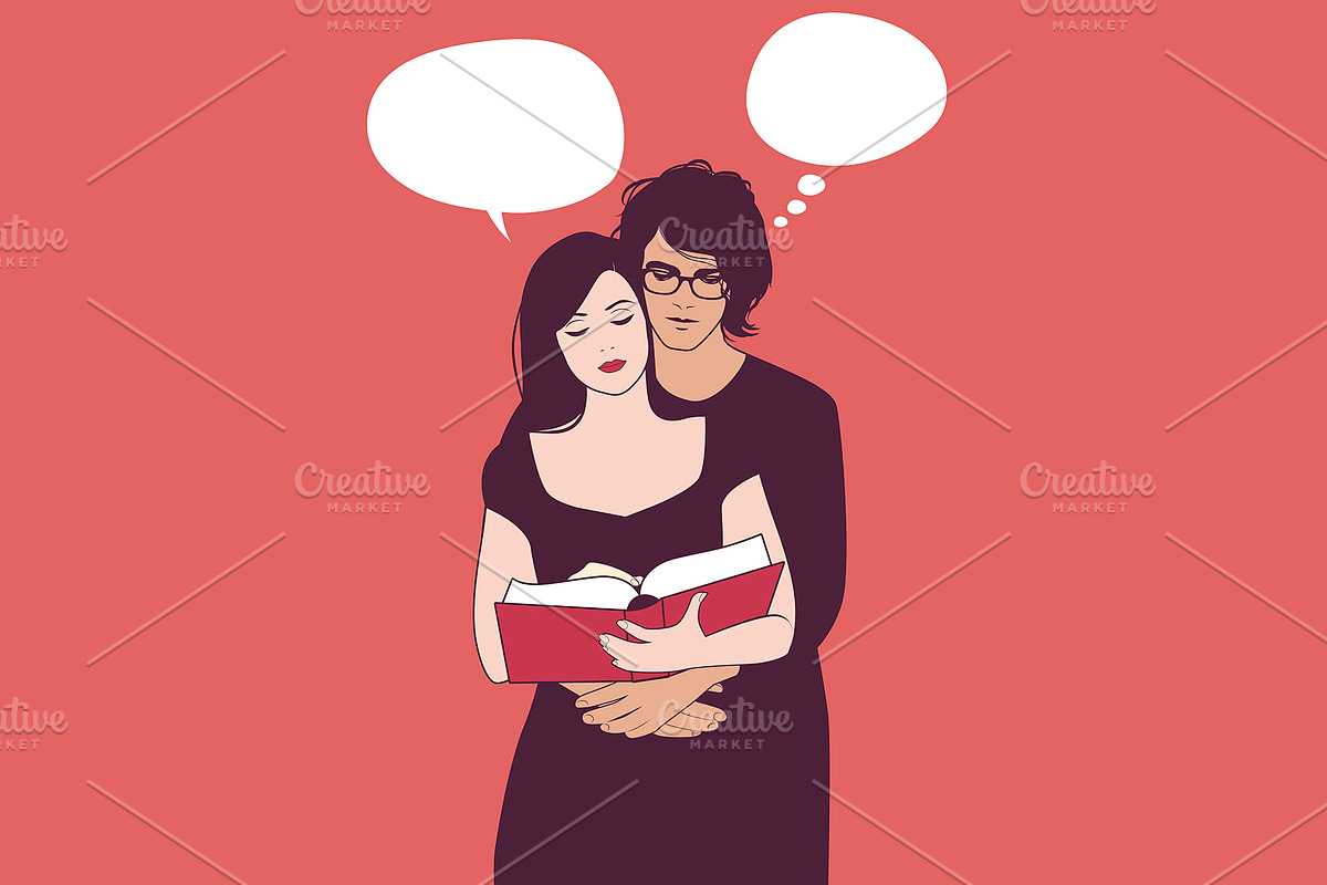 Young couple reading a book II in Illustrations - product preview 8