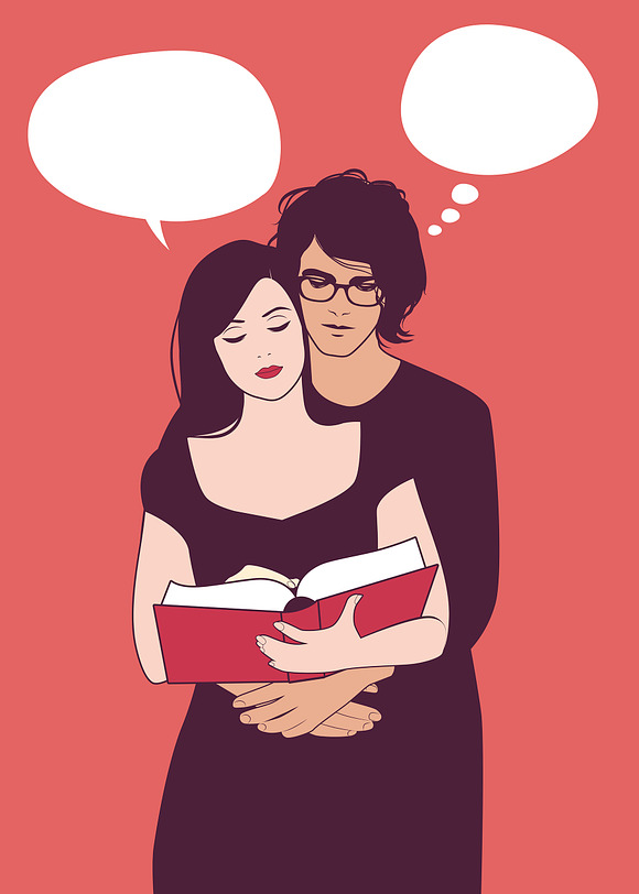 Young couple reading a book II in Illustrations - product preview 1