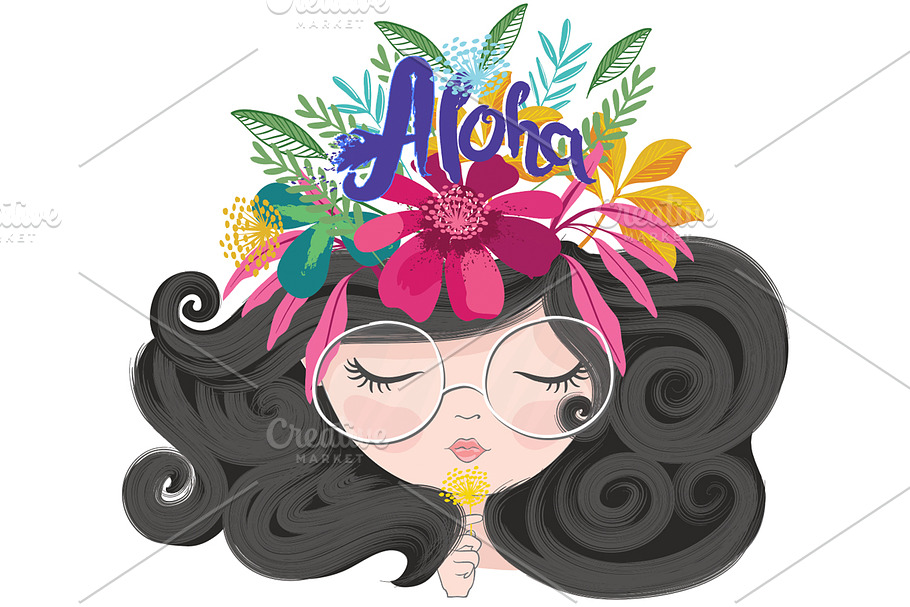 Hawaii concept girl,cute girl vector in Illustrations - product preview 8