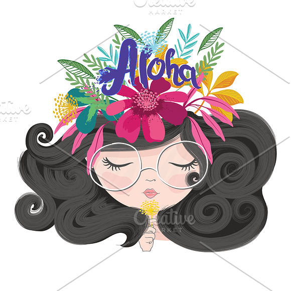 Hawaii concept girl,cute girl vector in Illustrations - product preview 1