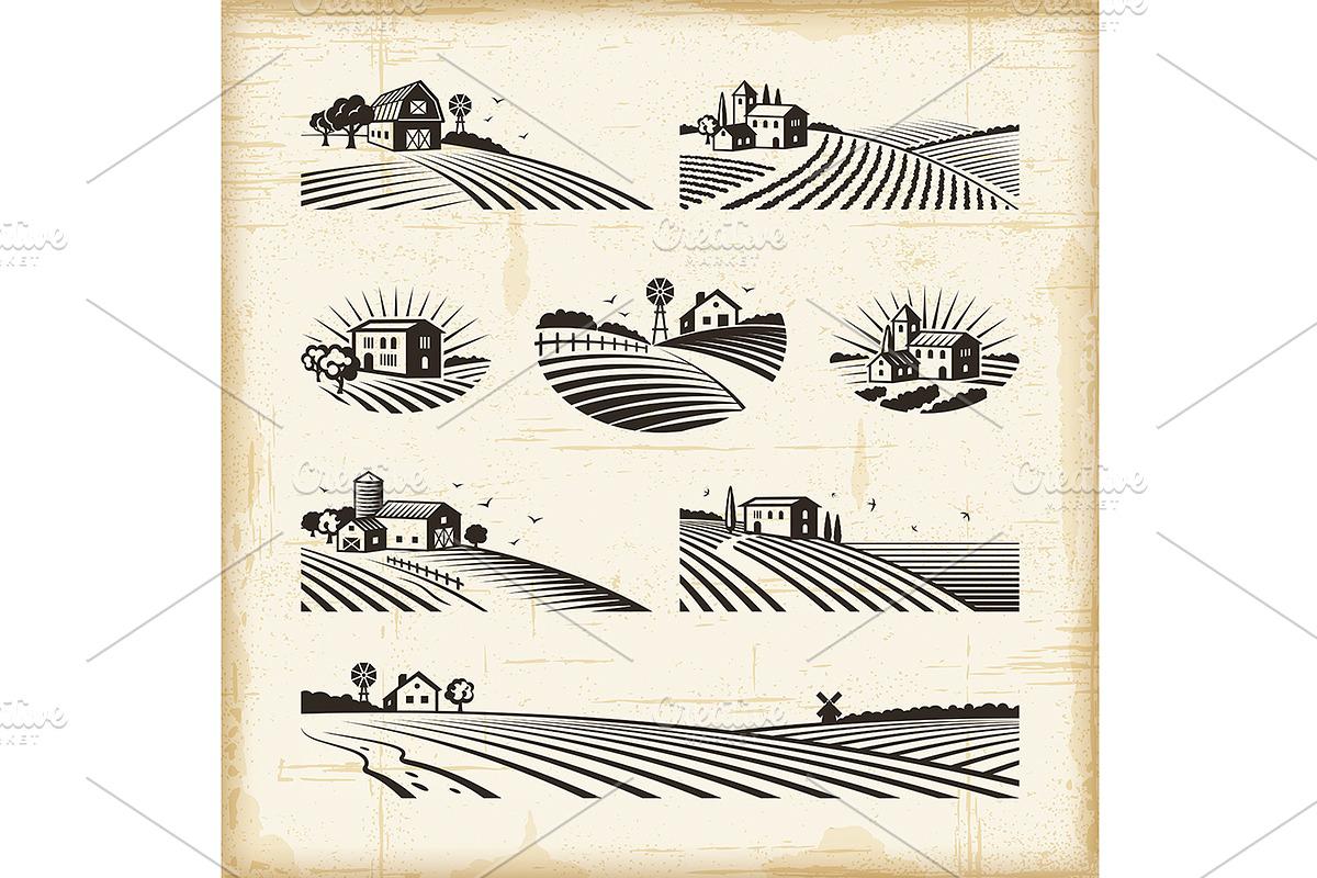 Retro Landscapes Set 1 in Illustrations - product preview 8