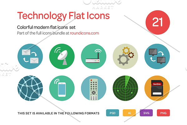 Technology Flat Icons Set