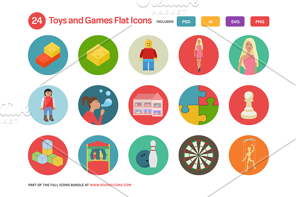 Toys and Games Flat Icons Set in Graphics - product preview 1