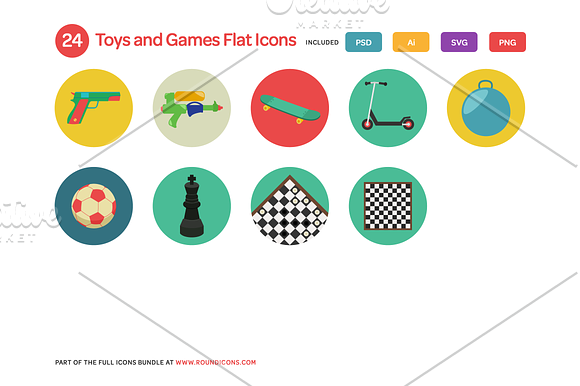 Toys and Games Flat Icons Set in Graphics - product preview 2