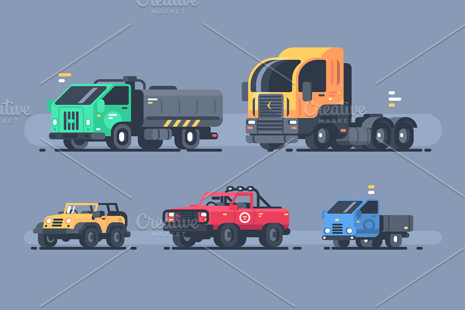 Set of types cars in Illustrations - product preview 8