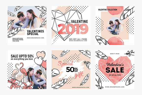 Valentines Social Media Templates V2 in Instagram Templates - product preview 3
