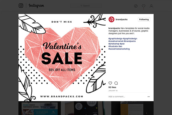 Valentines Social Media Templates V2 in Instagram Templates - product preview 5