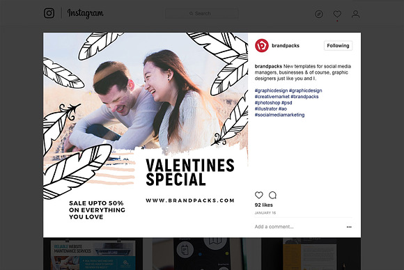 Valentines Social Media Templates V2 in Instagram Templates - product preview 12