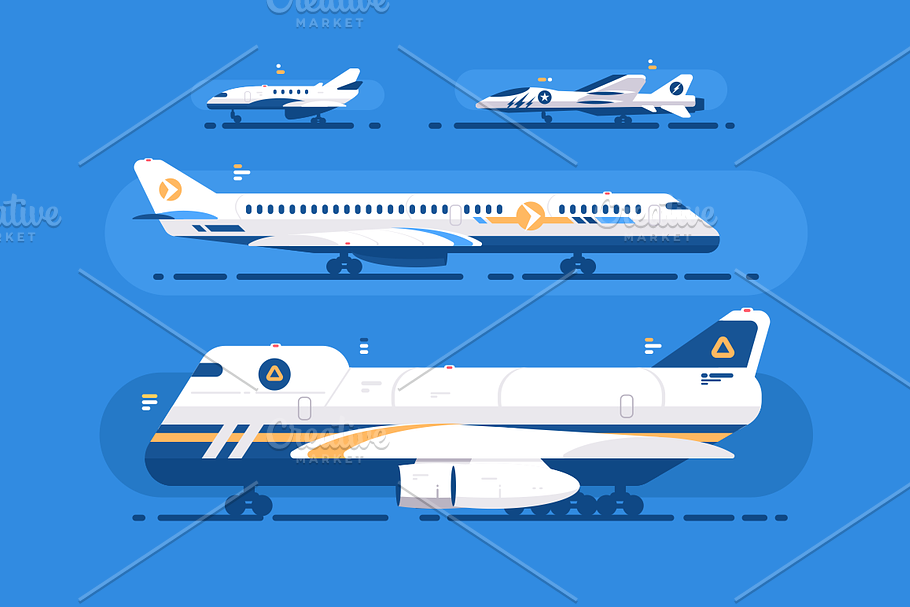 Aircraft types set in Illustrations - product preview 8