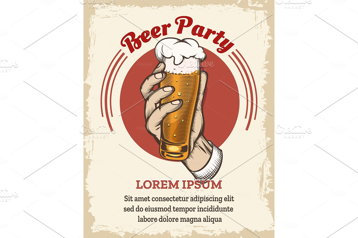 Beer retro poster in Illustrations - product preview 8