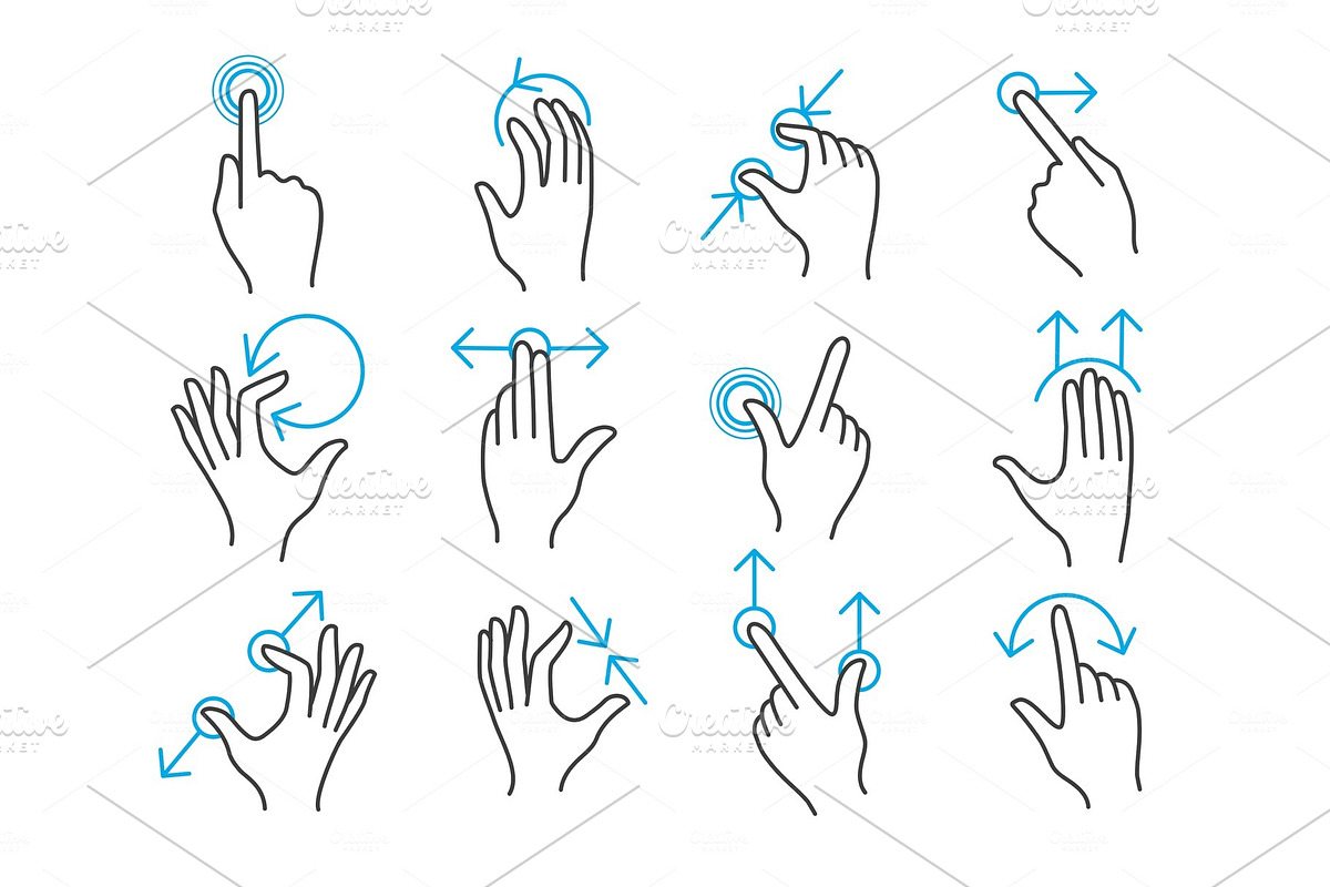 Hand touchscreen gestures in Illustrations - product preview 8