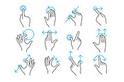 Hand touchscreen gestures