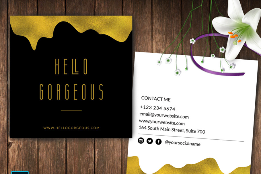 Square Gold Foil Business Card ID48