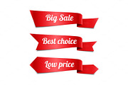 Sale red ribbon banners with text
