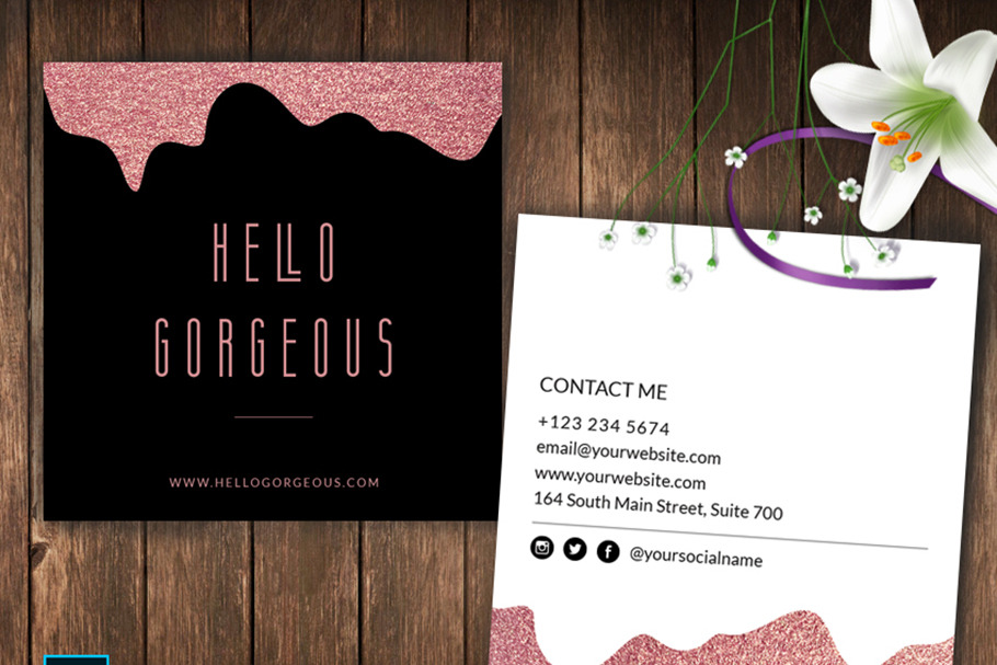 Square Rose Gold Business Card – ID4