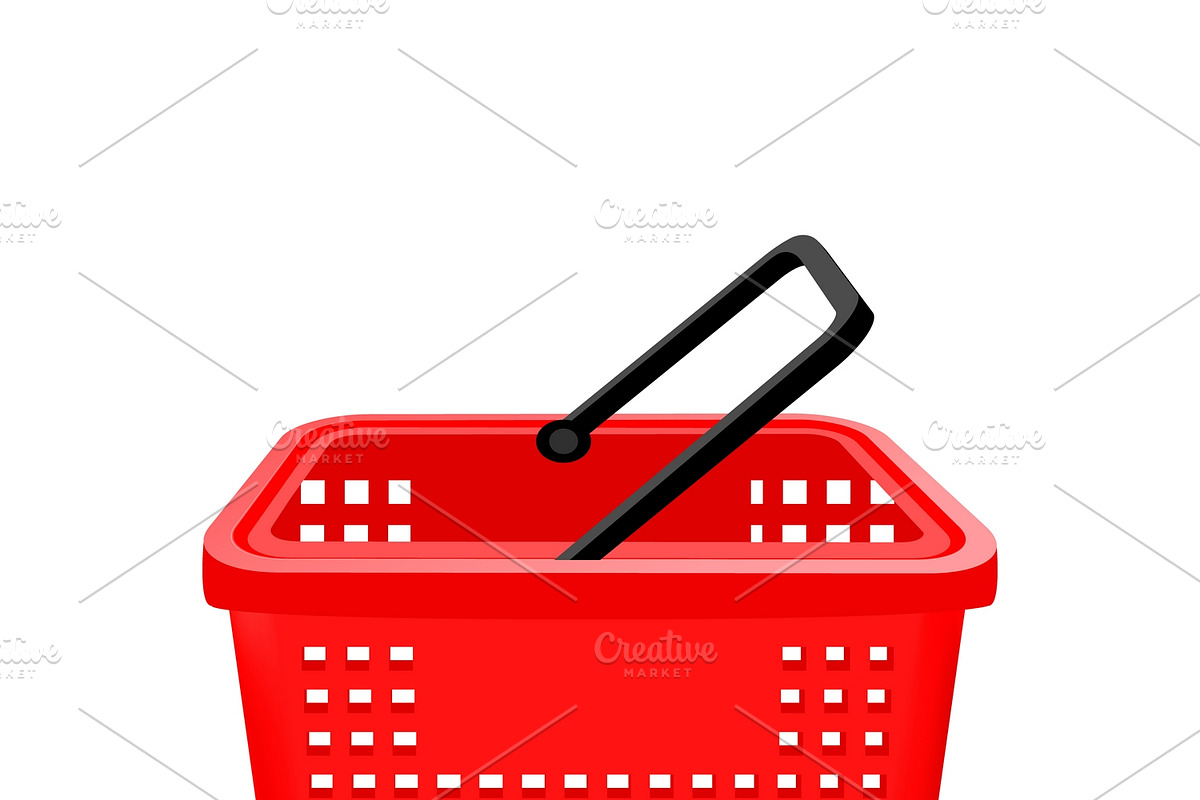 Red Supermarket Basket Isolated in Illustrations - product preview 8