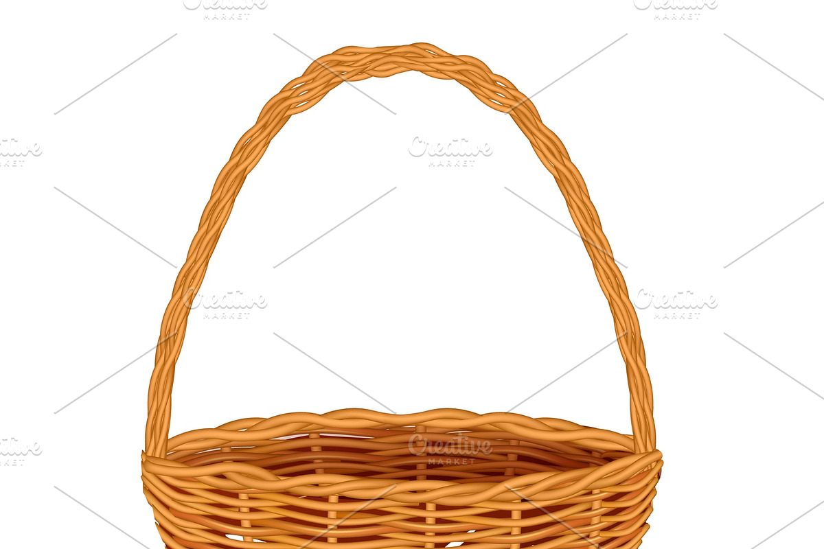 Traditional Wicker Basket Isolated in Illustrations - product preview 8