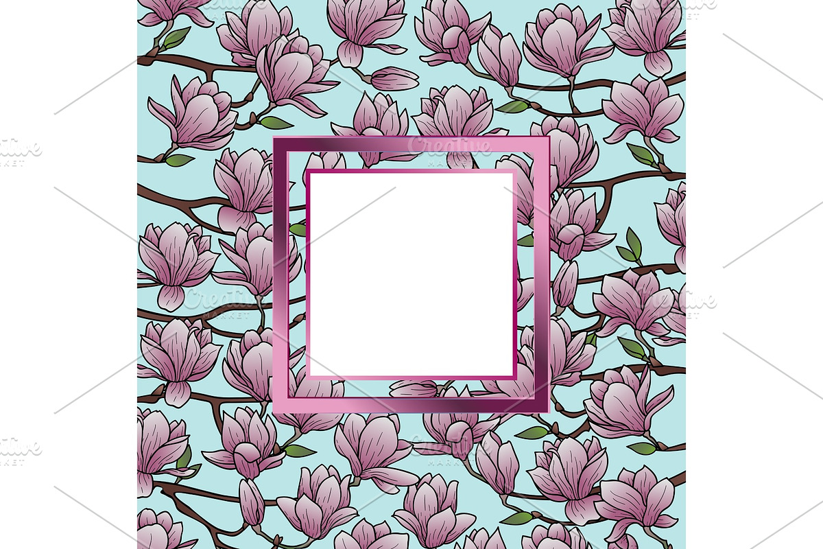 Magnolia Frame Composition in Illustrations - product preview 8